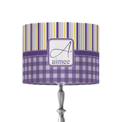Purple Gingham & Stripe 8" Drum Lamp Shade - Fabric (Personalized)