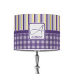 Purple Gingham & Stripe 8" Drum Lamp Shade - Poly-film (Personalized)
