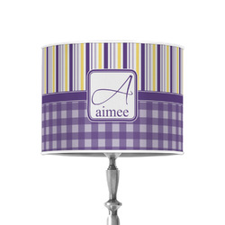 Purple Gingham & Stripe 8" Drum Lamp Shade - Poly-film (Personalized)