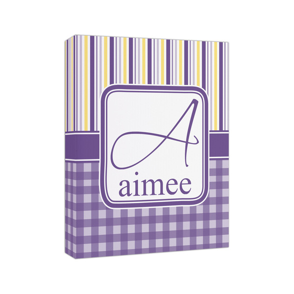 Purple Gingham & Stripe 8x10 - Canvas Print - Angled View