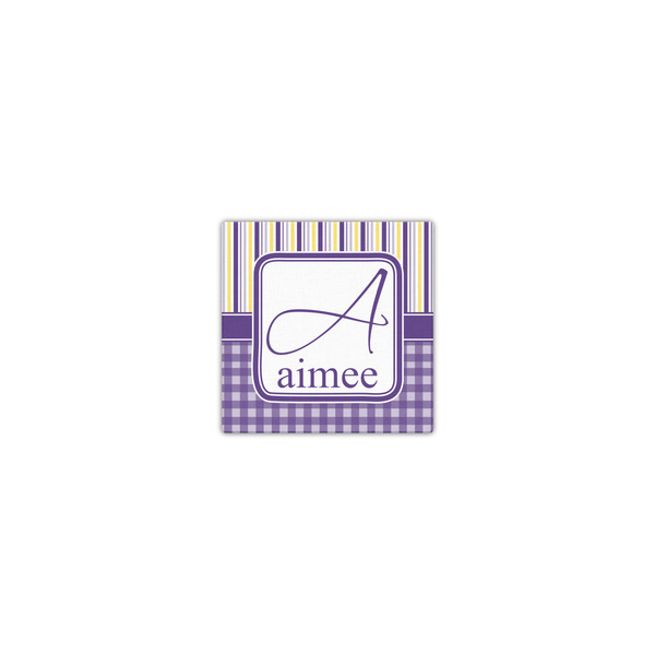 Purple Gingham & Stripe 8x8 - Canvas Print - Front View