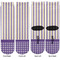Purple Gingham & Stripe Adult Crew Socks - Double Pair - Front and Back - Apvl