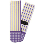 Purple Gingham & Stripe Adult Crew Socks (Personalized)