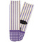 Purple Gingham & Stripe Adult Crew Socks - Single Pair - Front and Back