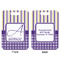 Purple Gingham & Stripe Aluminum Luggage Tag (Front + Back)
