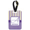 Purple Gingham & Stripe Aluminum Luggage Tag (Personalized)