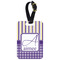 Purple Gingham & Stripe Metal Luggage Tag w/ Name and Initial