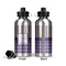 Purple Gingham & Stripe Aluminum Water Bottle - Front and Back