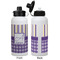Purple Gingham & Stripe Aluminum Water Bottle - White APPROVAL