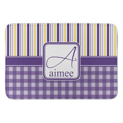 Purple Gingham & Stripe Anti-Fatigue Kitchen Mat (Personalized)
