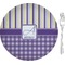 Purple Gingham & Stripe Appetizer / Dessert Plate