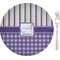 Purple Gingham & Stripe 8" Glass Appetizer / Dessert Plates - Single or Set (Personalized)