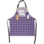 Purple Gingham & Stripe Apron With Pockets w/ Name and Initial