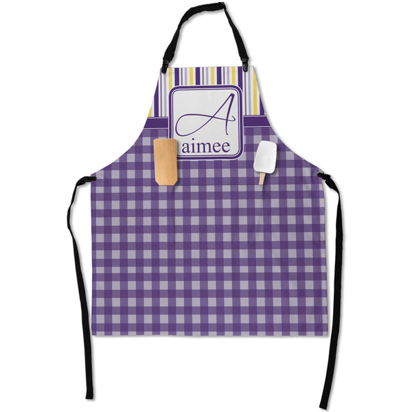 Purple Gingham & Stripe Apron - Flat with Props (MAIN)