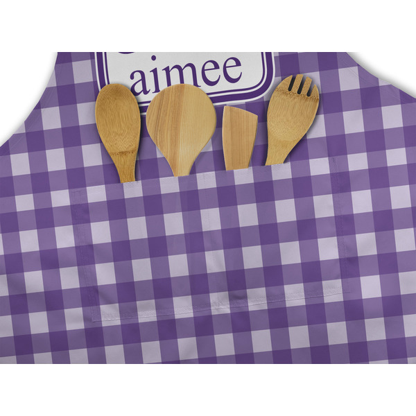 Purple Gingham & Stripe Apron - Pocket Detail with Props