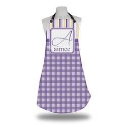Purple Gingham & Stripe Apron w/ Name and Initial
