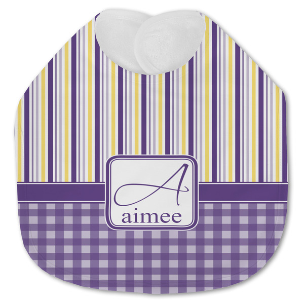 Purple Gingham & Stripe Baby Bib - AFT closed