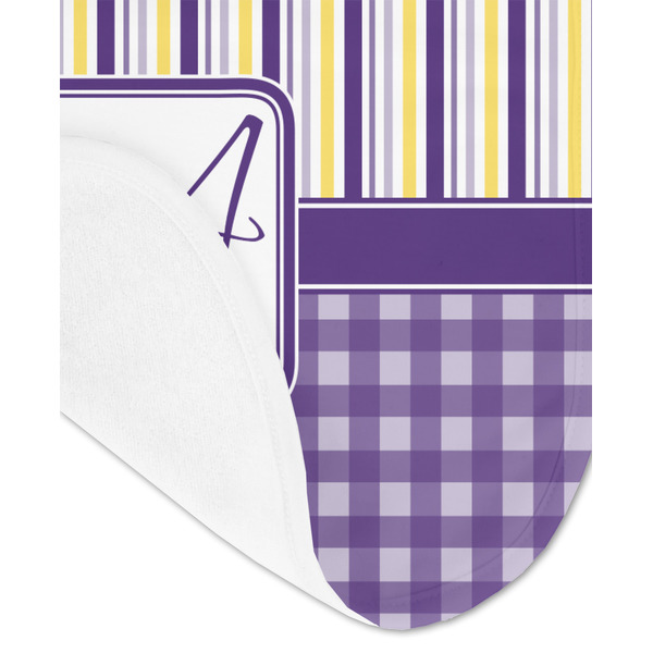 Purple Gingham & Stripe Baby Bib - AFT detail
