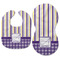 Purple Gingham & Stripe Baby Bib & Burp Set - Approval (new bib & burp)
