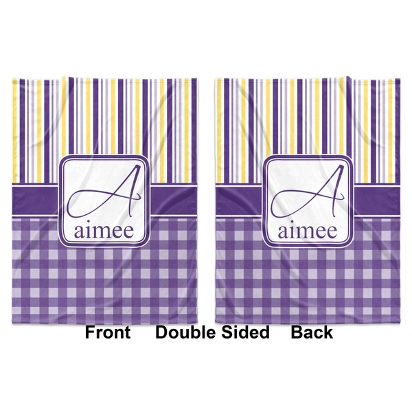 Purple Gingham & Stripe Baby Blanket (Double Sided - Printed Front and Back)