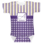 Purple Gingham & Stripe Baby Bodysuit 6-12 (Personalized)