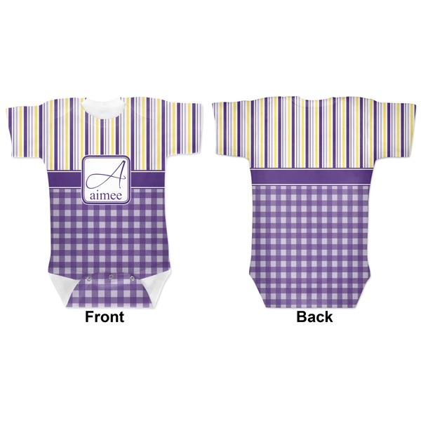 Purple Gingham & Stripe Baby Bodysuit Approval