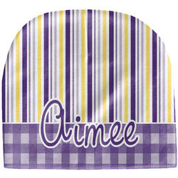 Purple Gingham & Stripe Baby Hat (Beanie) (Personalized)