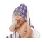 Purple Gingham & Stripe Baby Hooded Towel on Child