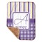 Purple Gingham & Stripe Baby Sherpa Blanket - Corner Showing Soft