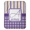 Purple Gingham & Stripe Baby Sherpa Blanket - Flat