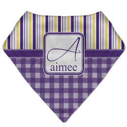 Purple Gingham & Stripe Bandana Bib (Personalized)