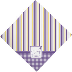 Purple Gingham & Stripe Dog Bandana Scarf w/ Name and Initial