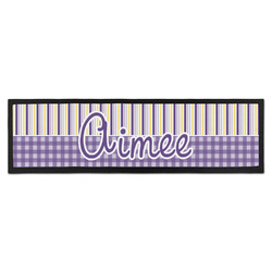 Purple Gingham & Stripe Bar Mat - Large (Personalized)