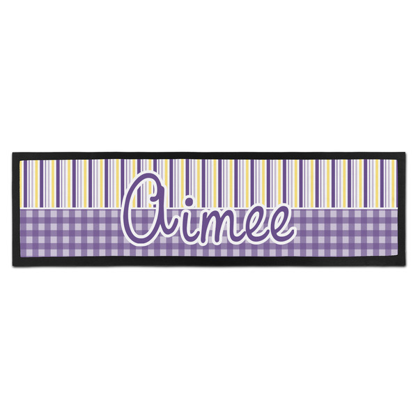 Custom Purple Gingham & Stripe Bar Mat (Personalized)