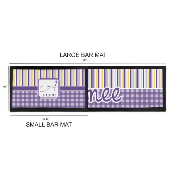 Purple Gingham & Stripe Bar Mats - Sizing Chart