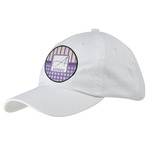 Purple Gingham & Stripe Baseball Cap - White (Personalized)