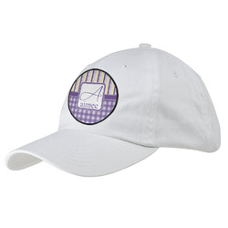 Purple Gingham & Stripe Baseball Cap - White (Personalized)