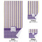 Purple Gingham & Stripe Bath Towel Sets - 3-piece - Approval