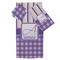 Purple Gingham & Stripe Bath Towel Sets - 3-piece - Front/Main
