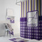 Purple Gingham & Stripe Bath Towel Sets - 3-piece - In Context