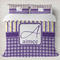 Purple Gingham & Stripe Duvet Cover Set - King (Personalized)