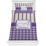 Purple Gingham & Stripe Comforter Set - Twin XL (Personalized)