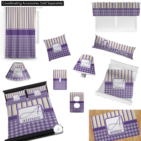 Purple Gingham & Stripe Bedroom Decor & Accessories2