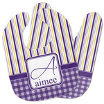 Purple Gingham & Stripe Baby Bib w/ Name and Initial
