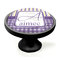 Purple Gingham & Stripe Black Custom Cabinet Knob (Side)