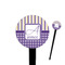 Purple Gingham & Stripe Black Plastic 4" Food Pick - Round - Closeup