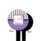 Purple Gingham & Stripe Black Plastic 4" Food Pick - Round - Single Sided - Front & Back