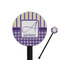 Purple Gingham & Stripe Black Plastic 5.5" Stir Stick - Round - Closeup