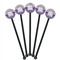 Purple Gingham & Stripe Black Plastic 5.5" Stir Stick - Round - Fan View