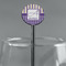 Purple Gingham & Stripe Black Plastic 5.5" Stir Stick - Round - Main